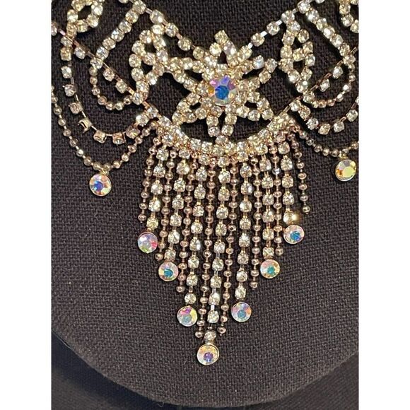 Wedding Bridal Party Jewelry Set crystal Rhinestone Necklace & Earrings Set 18" - Picture 7 of 13